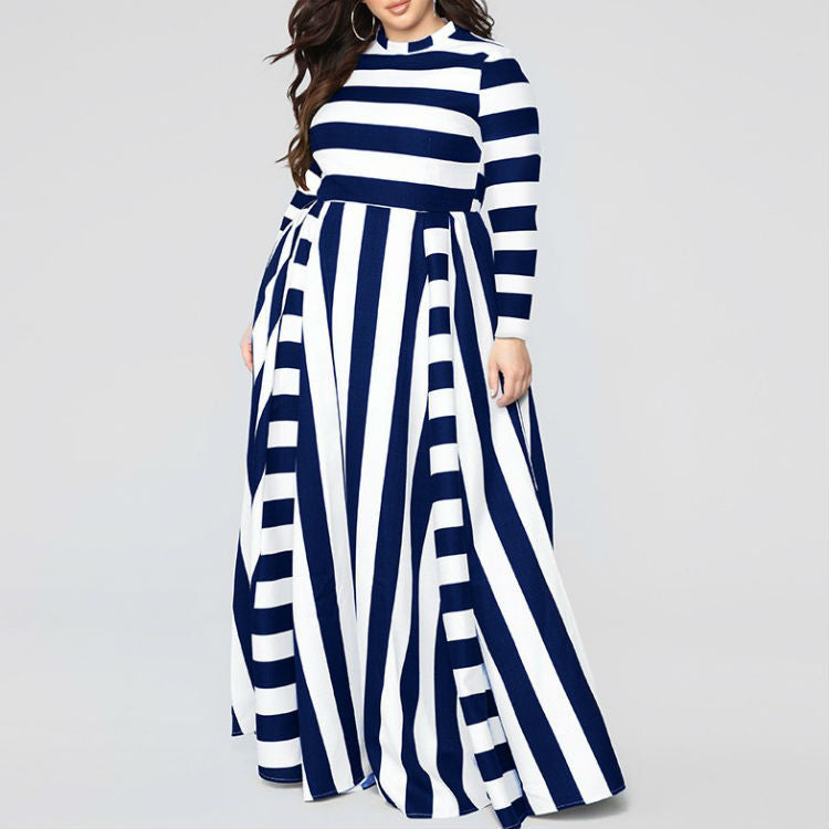 Lovely Loose Women's Striped Dress Plus Size