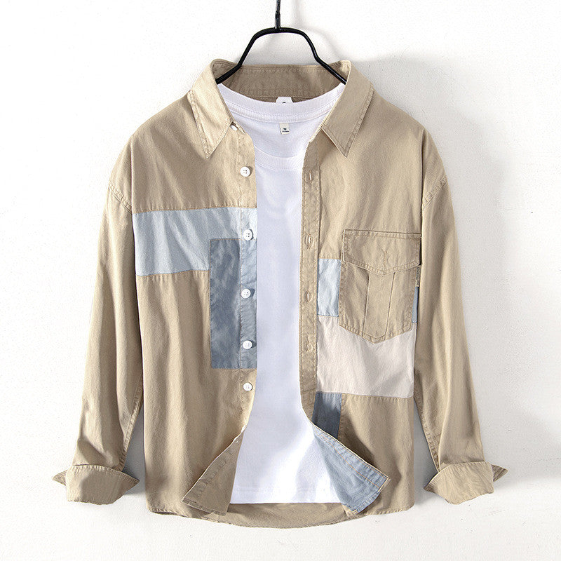 Shirt Men's Cotton Casual Workwear Shirt Jacket Men