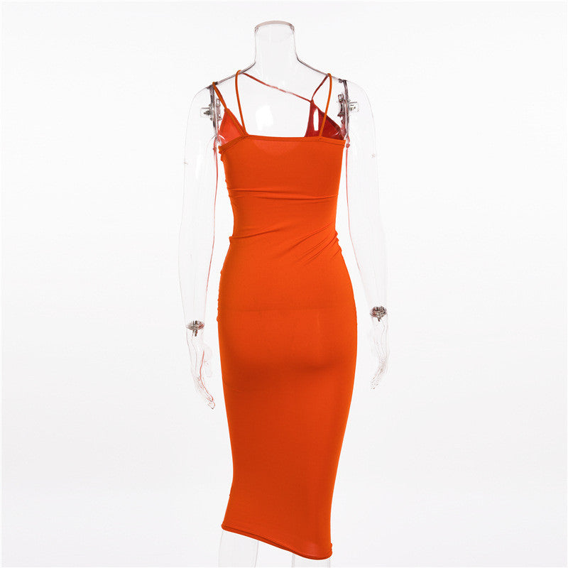 Elegant Urban Solid Color One-Piece Tight Dress For Women Ladies