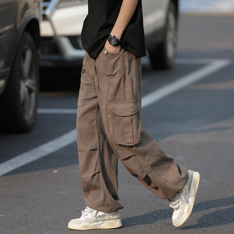 Cute Men's Camouflage Workwear Wide Leg Pants