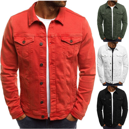 Casual Men Jacket Denim Button Shirt Male