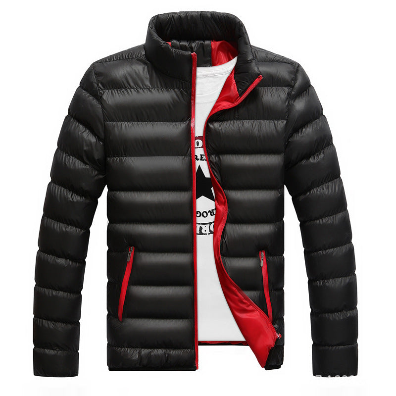 Gorgeous Men's Slim-Fit Warm Down Jacket With Stand-Up Collar Male Black 5XL