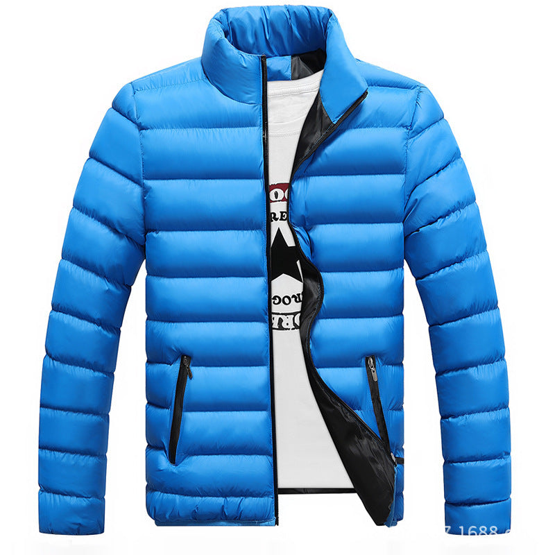 Gorgeous Men's Slim-Fit Warm Down Jacket With Stand-Up Collar Male Blue XL