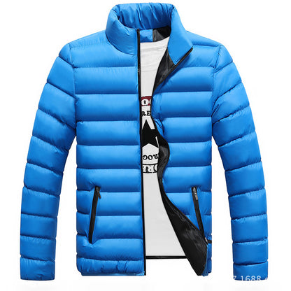 Gorgeous Men's Slim-Fit Warm Down Jacket With Stand-Up Collar Male Blue 6XL