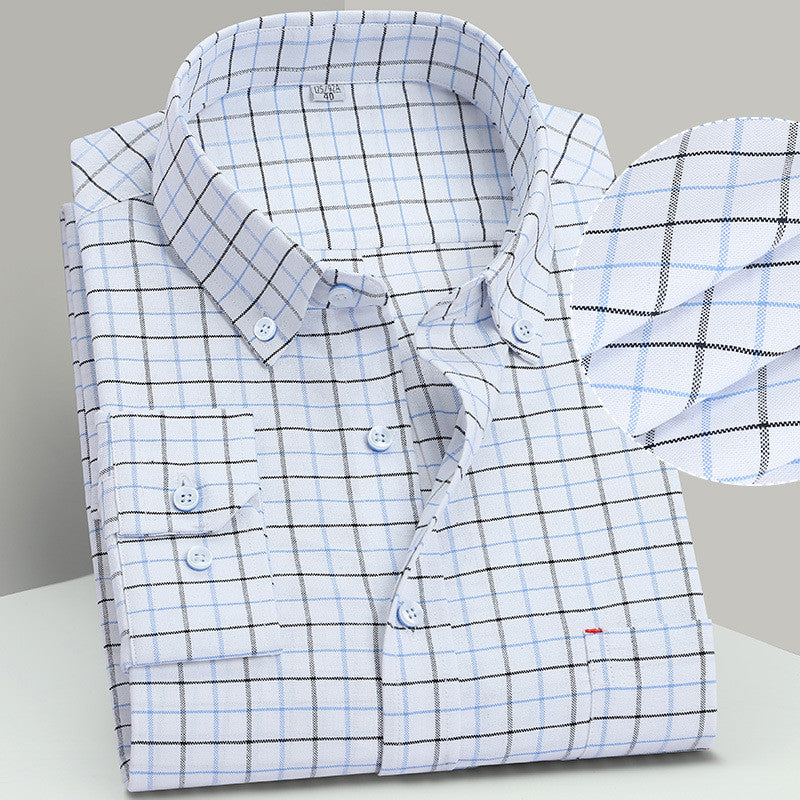 Cute Men's Cotton Oxford Plaid Shirt Plus Size Male H 38