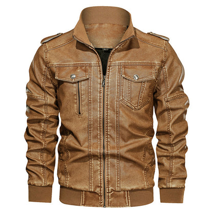 Cute Urban Winter And Autumn Men's Leather Jacket Motorcycle Jackets 2023 Brown USA XS