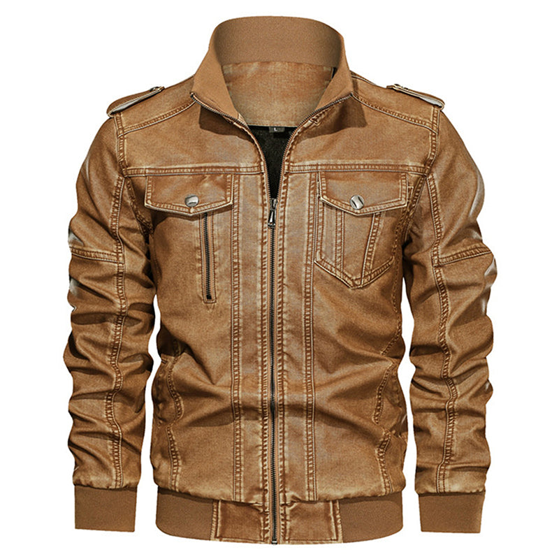 Cute Urban Winter And Autumn Men's Leather Jacket Motorcycle Jackets 2023 Brown USA XXL