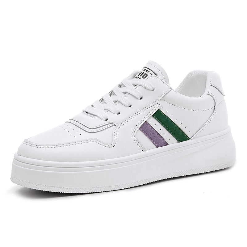 Elegant Women's Thick-soled Heightened Casual Sneakers Shoes Ladies 2023 White green 35