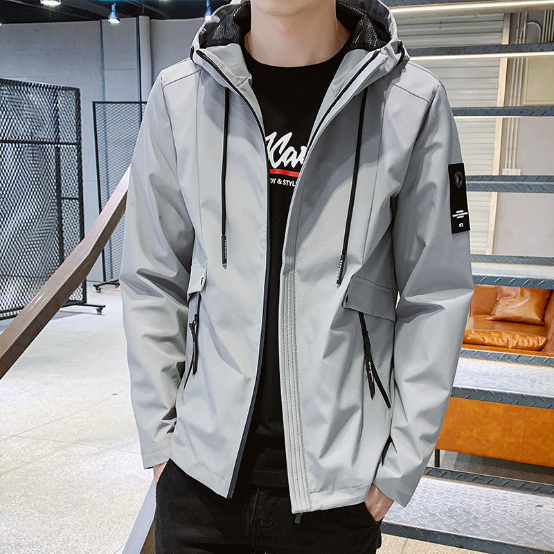 Cute Trendy Hooded Casual Jacket For Men 2023 Grey 4XL