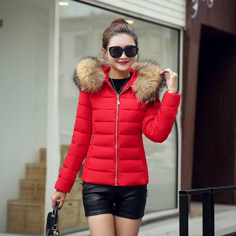 Lovely Comfy Women's Slim Cotton Padded Jacket Coat 2023 Red XL