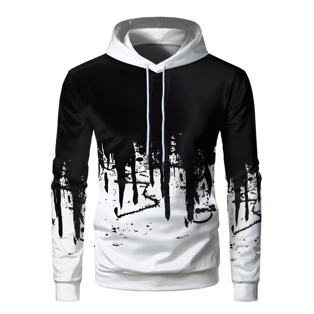 Trendy Urban Sports Hooded Tracksuit Sweatshirt For Men White M