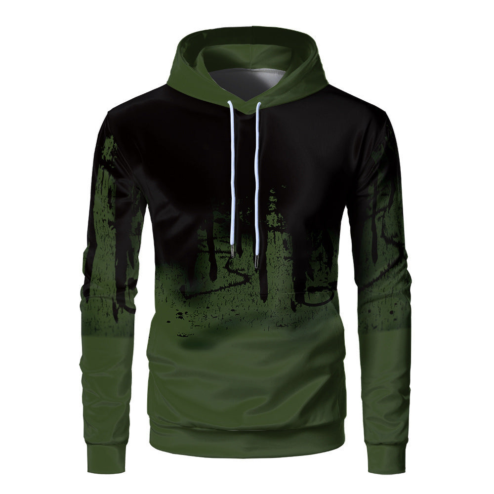 Trendy Urban Sports Hooded Tracksuit Sweatshirt For Men Army Green M