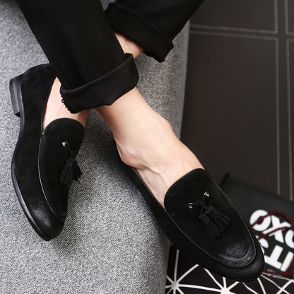 Pea shoes leather shoes for men Black 37