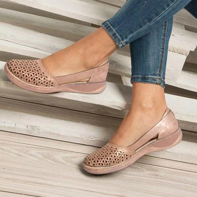 Fashionable sandals women Baotou hollow Pink 35