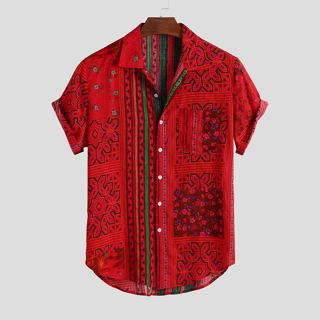 Holiday style beach shirt Red 3XL