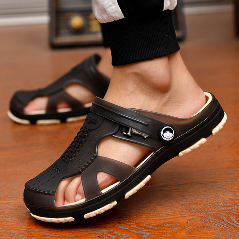 Slippers Men Sandals Flip Flops Men Black B 38