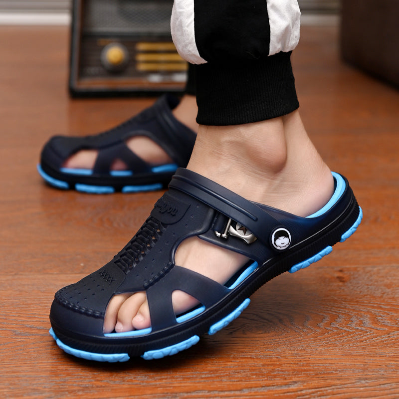 Slippers Men Sandals Flip Flops Men Blue background 38