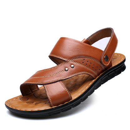 Men Sandals Summer Beach Shoes Adjustable Back Strap Design Slippers Slides Yellowish Size38