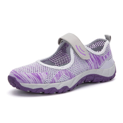 Lovely Women's Flat bottom hollow low-top comfy shoes Grey purple 35