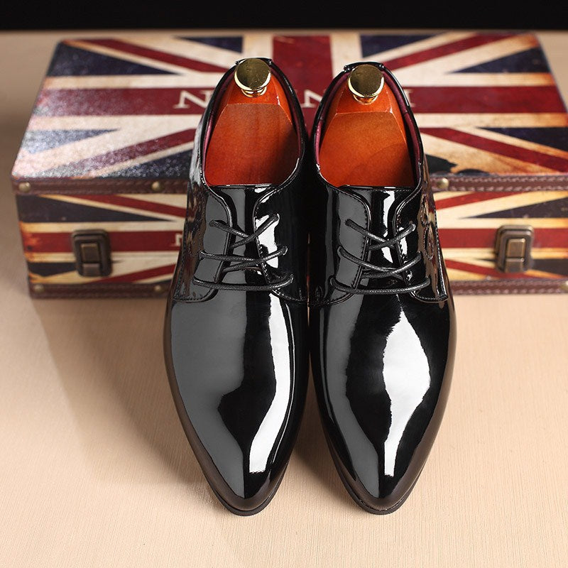 Men Leather Shoes Men Business Casual Dress Shoes Black 38