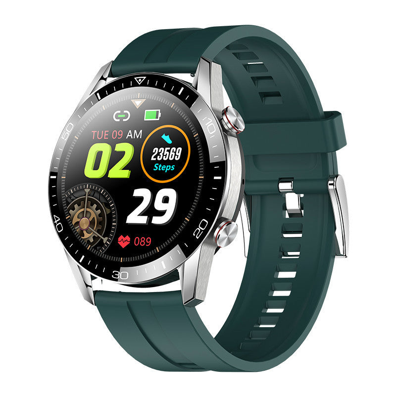 Heart Rate Monitoring Bluetooth Call Sports Smart Watch Men Silver and green tape