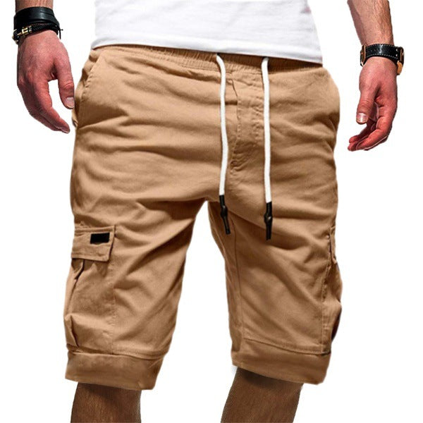 Men Casual Jogger Sports Cargo Shorts Military Combat Workout Gym Shorts Khaki 2XL