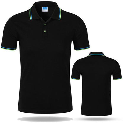 Men Casual Design Polo Shirt Black 3XL