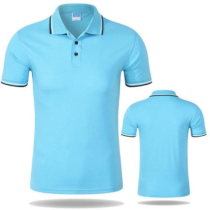 Men Casual Design Polo Shirt Light Blue 3XL