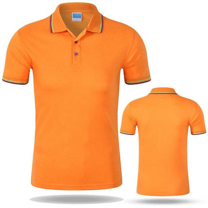 Men Casual Design Polo Shirt Orange 3XL