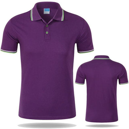 Men Casual Design Polo Shirt Purple 3XL