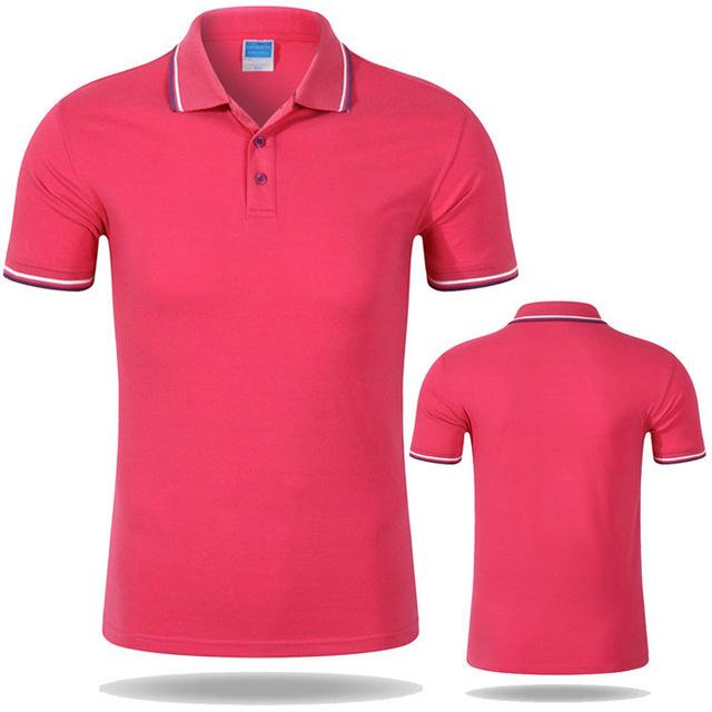 Men Casual Design Polo Shirt Rose Red 3XL