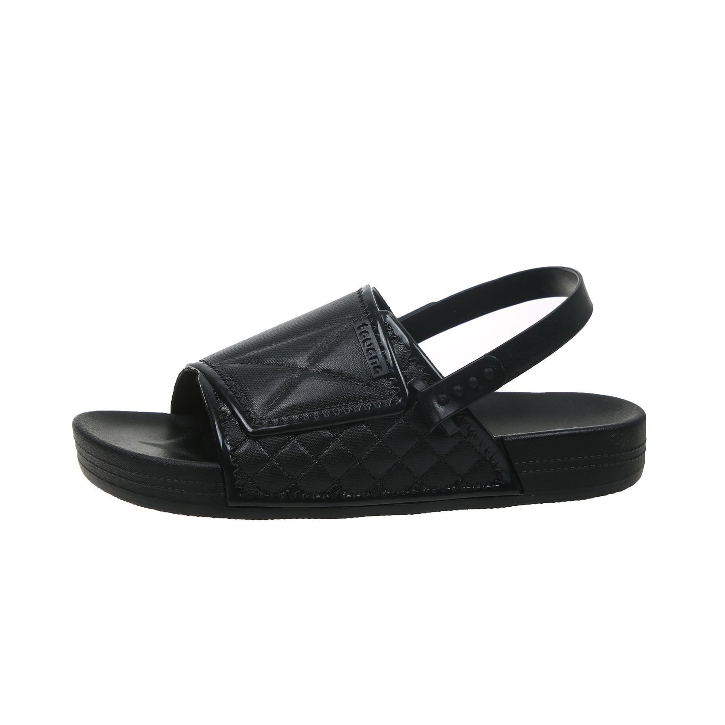 One Word Solid Color Casual PVC Material Outer Wear Sandals Black 40to41