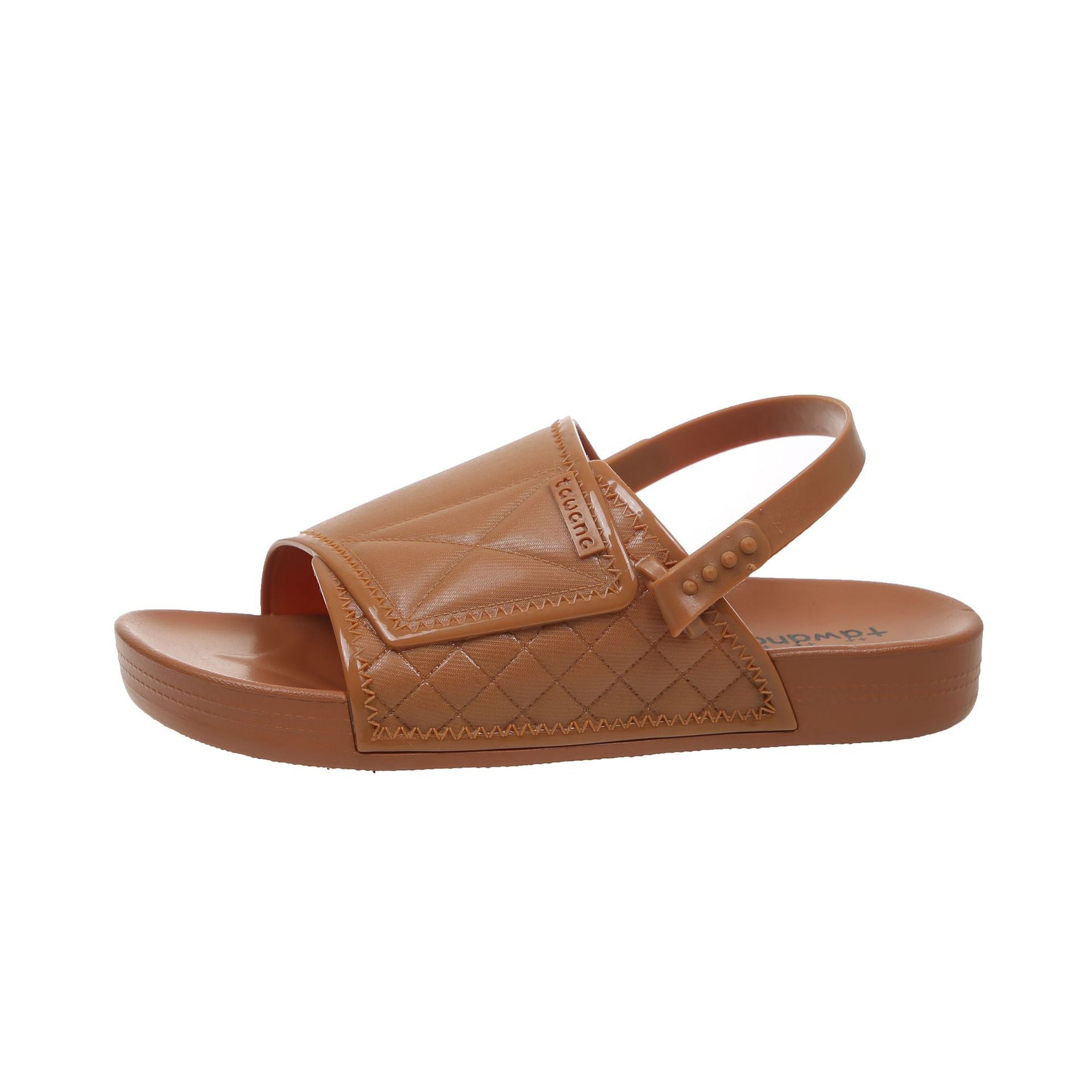 One Word Solid Color Casual PVC Material Outer Wear Sandals Brown 36to37