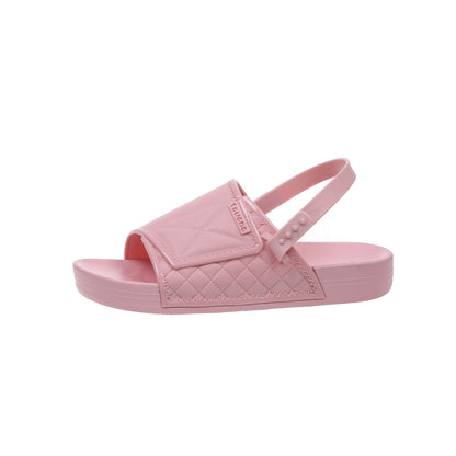 One Word Solid Color Casual PVC Material Outer Wear Sandals Pink 40to41