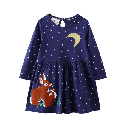 Lovely Summer Urban European and American Girls Fashion Trending Dress Blue 2T