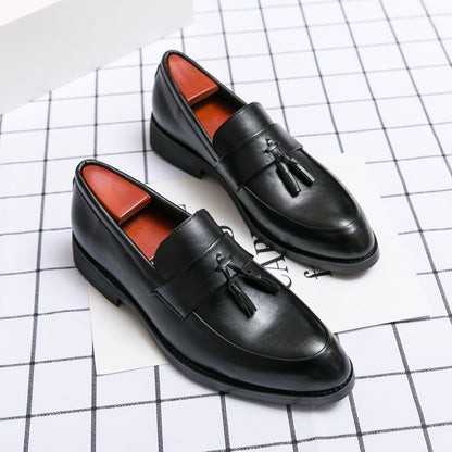 Casual Men Loafers Classic Tassel Men Leather Shoes Wedding Men Dress Black 37