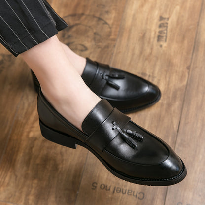 Casual Men Loafers Classic Tassel Men Leather Shoes Wedding Men Dress Increased Black 41