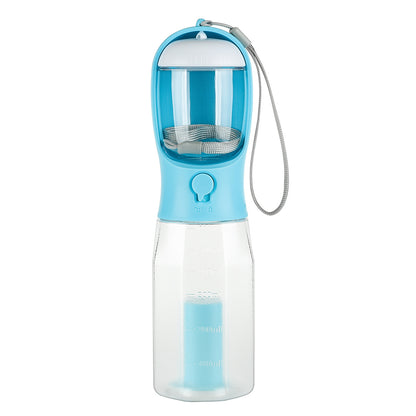 Portable Cat Dog Water Bottle Food Feeder Drinker Poop Dispenser Turquoise