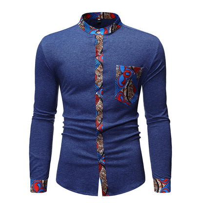 Cross Border Fashion Men Dark Blue M s Shirt New Men Dark Blue M s African Dark Blue M