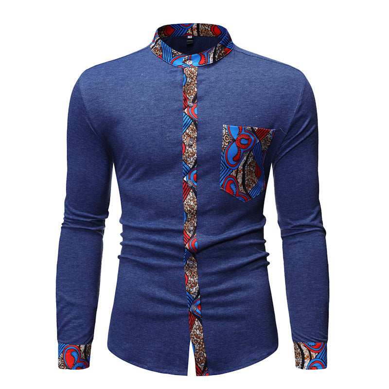 Cross Border Fashion Men Dark Blue XL s Shirt New Men Dark Blue XL s African Dark Blue XL