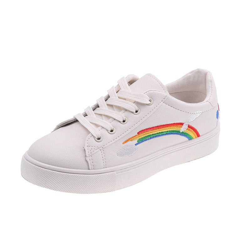 Elegant Girl's Rainbow White Sneakers Shoe