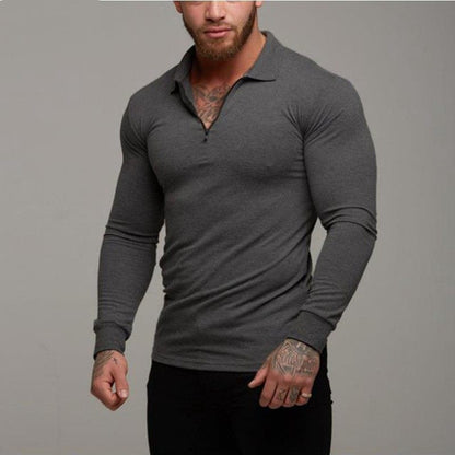 Cute T Shirt Men Long-sleeved Shirt Men Polo Shirt Dark Grey XL