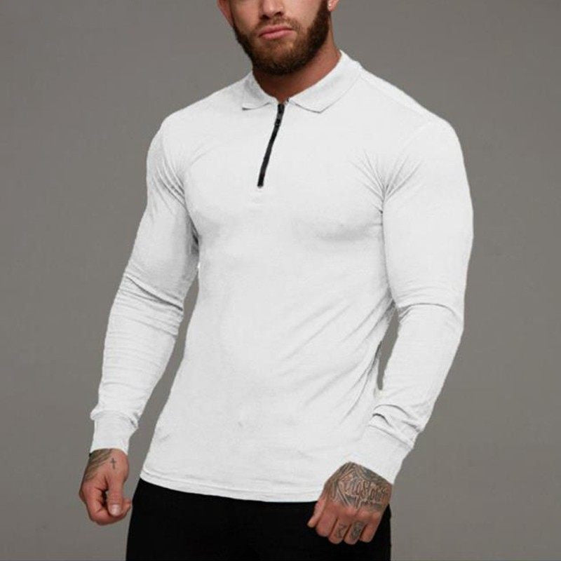 Cute T Shirt Men Long-sleeved Shirt Men Polo Shirt White XXL