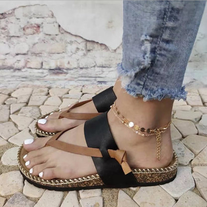 Lovely Women's Flat Sandals Summer Beach Sandals Black 35