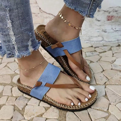 Lovely Women's Flat Sandals Summer Beach Sandals Blue 35