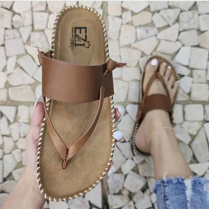 Lovely Women's Flat Sandals Summer Beach Sandals Brown 37