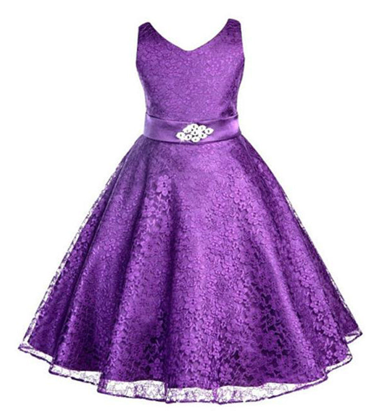 Kids girls dress children Costume Girls Dress Lace Dress Purple 100cm