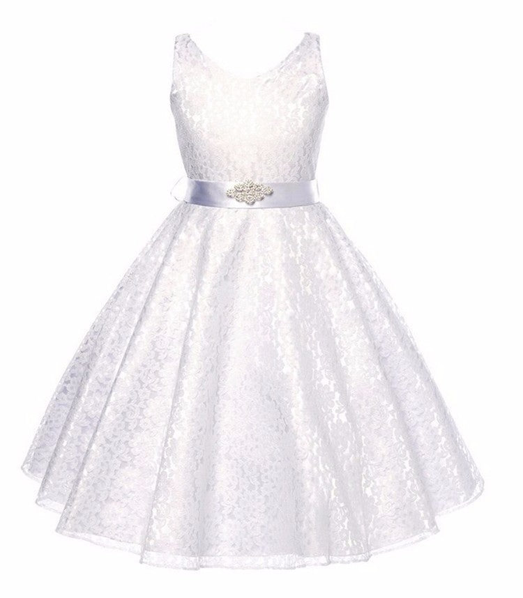 Kids girls dress children Costume Girls Dress Lace Dress White 110cm