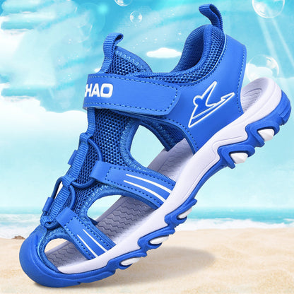 Boys Sandals Baotou Summer Soft Sole Beach Sandals Non-slip Blue 29