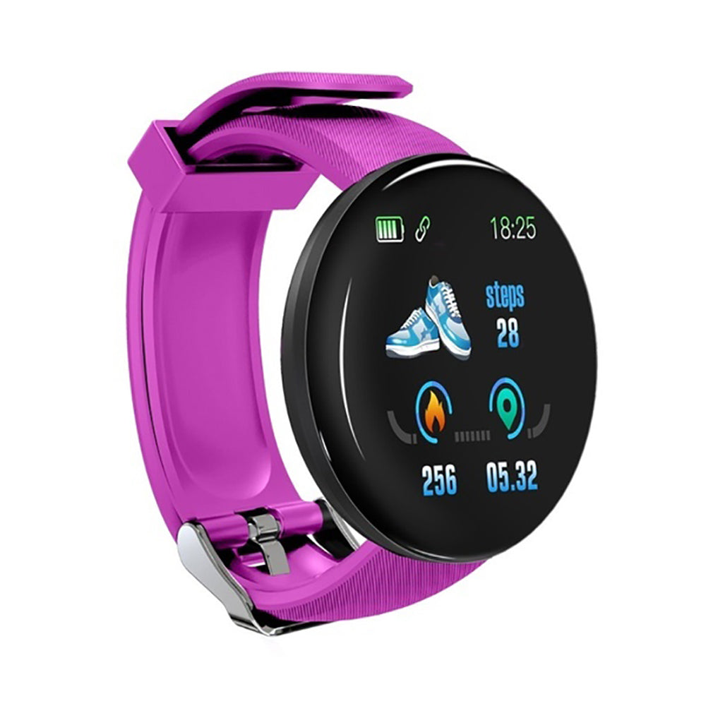 D18 Bluetooth Smart Watch, Blood Pressure Heart Rate Monitor Android IOS Purple